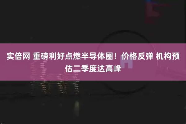 实倍网 重磅利好点燃半导体圈!价格反弹 机构预估二季度达高峰