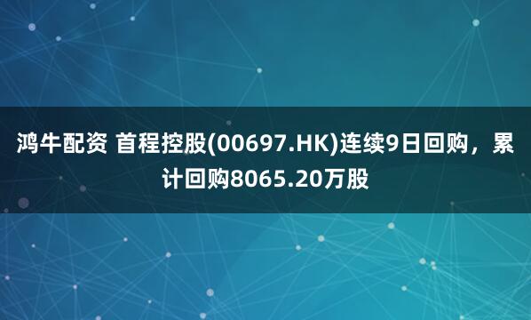 鸿牛配资 首程控股(00697.HK)连续9日回购，累计回购8065.20万股